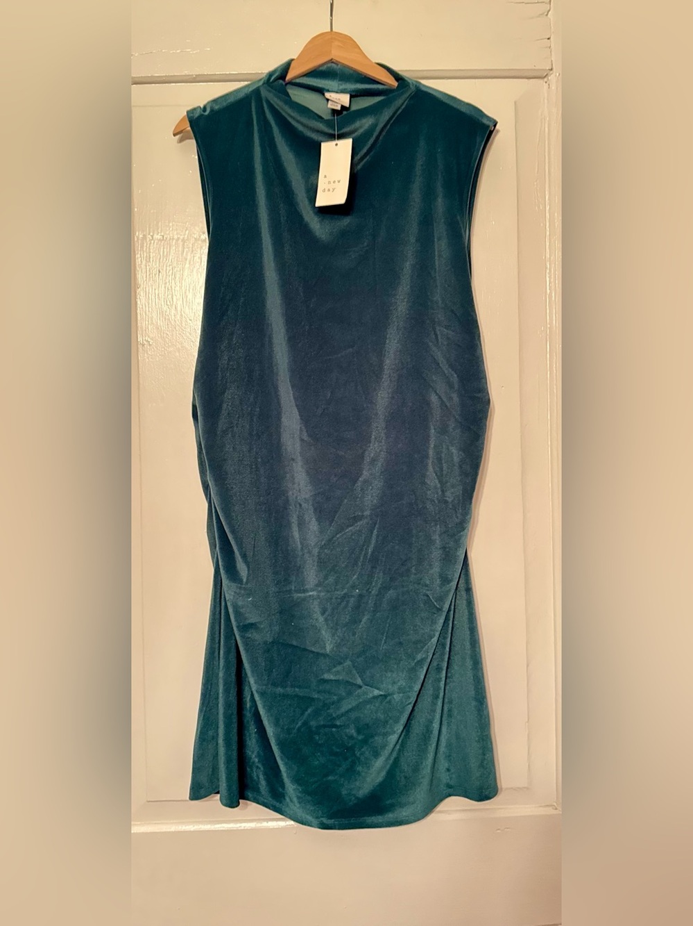 a new day Teal Velvet Cowl Neck Top